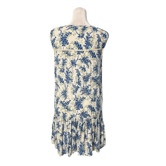 Zara Trafaluc White Blue Floral Romper Dress Size Medium - Picture 5 of 7